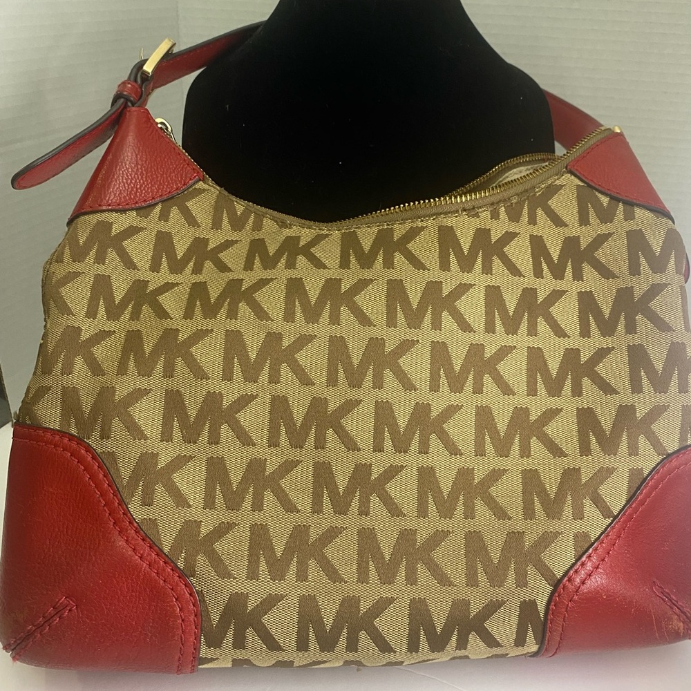 Michael Kors Red Brown Shoulder Bag with Signature Design - Picture 2 of 5